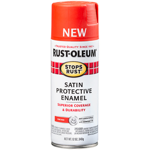 Rust-Oleum 347023 Stops Rust Satin Protective Enamel Spray, Fire Orange, 12 Oz