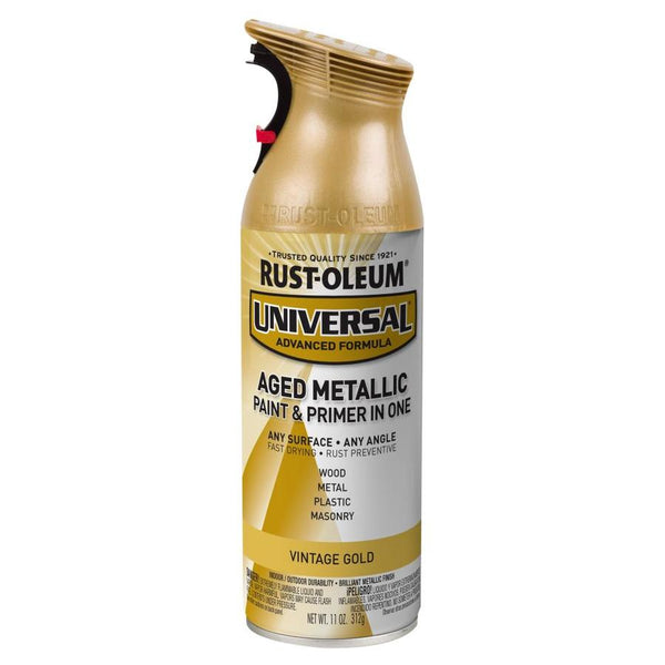Rust-Oleum 342918 Universal Aged Metallic Spray Paint, 11 Oz, Vintage Gold