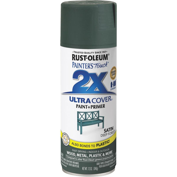 Rust-Oleum 342062 Painters Touch 2X Ultra Cover Spray 12 Oz, Satin Deep Forest