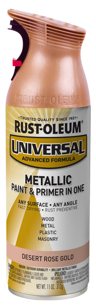 Rust-Oleum 342919 Universal Metallic Spray Paint, 11 Oz, Desert Rose Gold