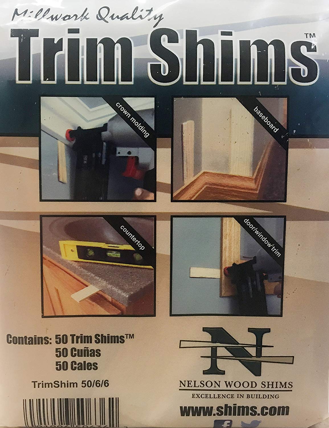 Nelson Wood TRIMSHIM50/6/6/40 100% Kiln Dried Wood Trim Shim, 3.5", 50-Count