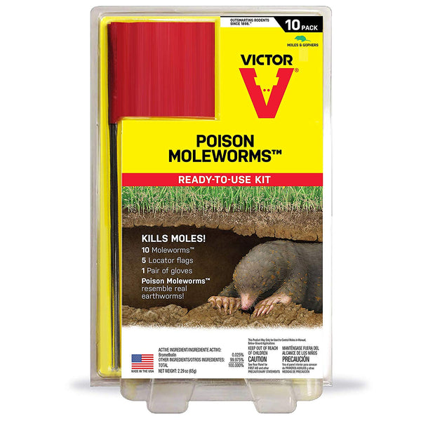 Victor M6009 Poison Moleworms Ready-To-Use Kit, 10-Pack