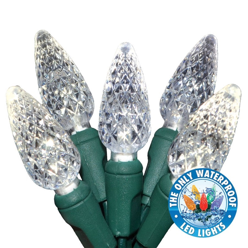 Holiday LED-C6R100-PW Christmas Commercial C6 LED 100-Light Reel Set, Pure White