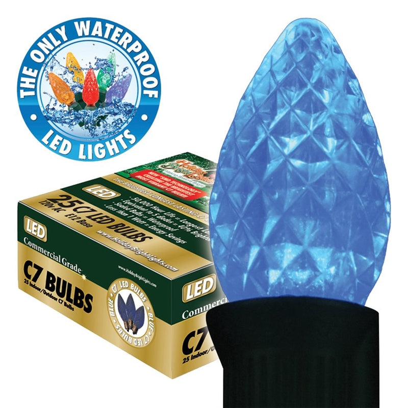 Holiday BU25-LEDFC7-TBL Replacement SMD C7 LED Bulbs, Transparent Blue, 25 Ct