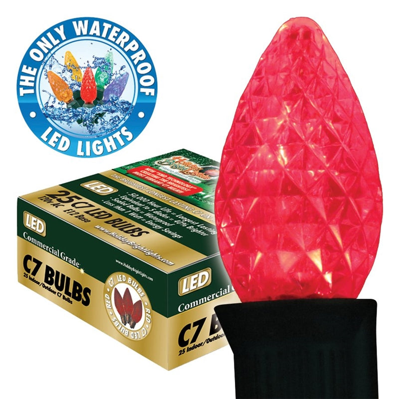 Holiday BU25-LEDFC7-TRD Replacement SMD C7 LED Bulbs, Transparent Red, 25 Ct