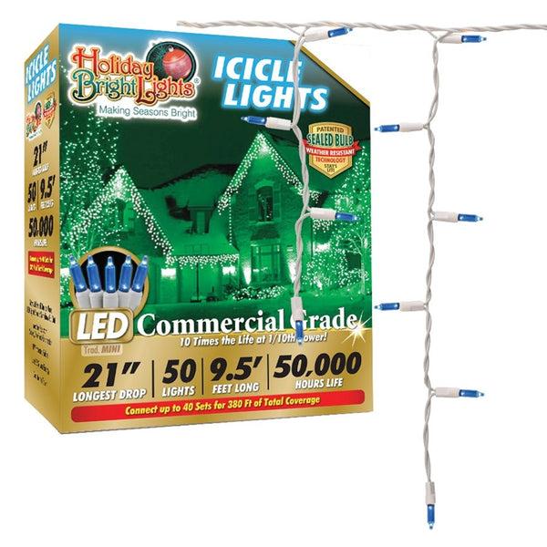 Holiday LEDBX-T570IC-BL Christmas Blue T5 LED Icicle 70-Light Set, White Wire