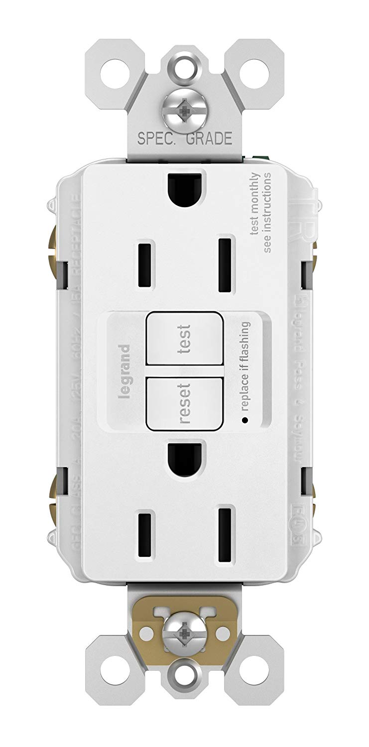 Legrand 1597TRW3PKCC4 Radiant Self-Test Duplex GFCI Outlet, White, 15A, 3-Pack