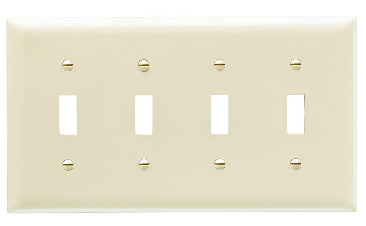 Legrand TP4ICC10 Trademaster 4-Gang Toggle Switch Openings Wall Plate, Ivory