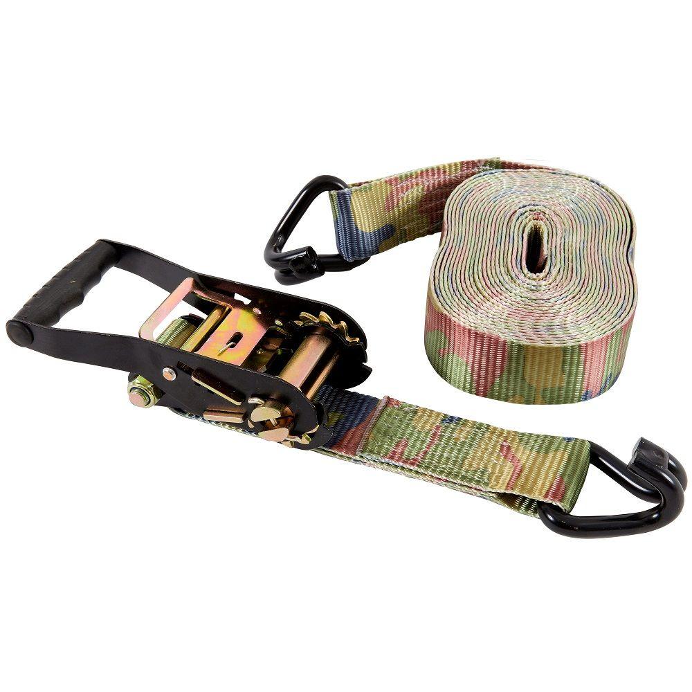 Keeper 47372 Heavy Duty Ratchet Tie-Down with Double J-Hooks, Camo, 27' x 2"