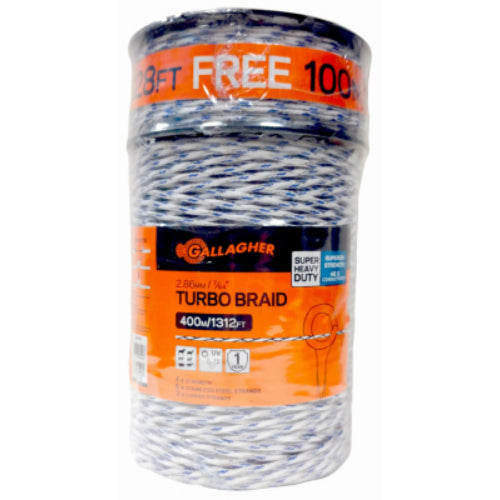 Gallagher G62148 Turbo Braid for Portable Electric Fencing, 7/64" x 1312'