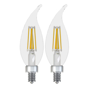GE 31440 Relax HD Dimmable LED Clear Candelabra Base Bulb 5.5W, Soft White, 2-Pk