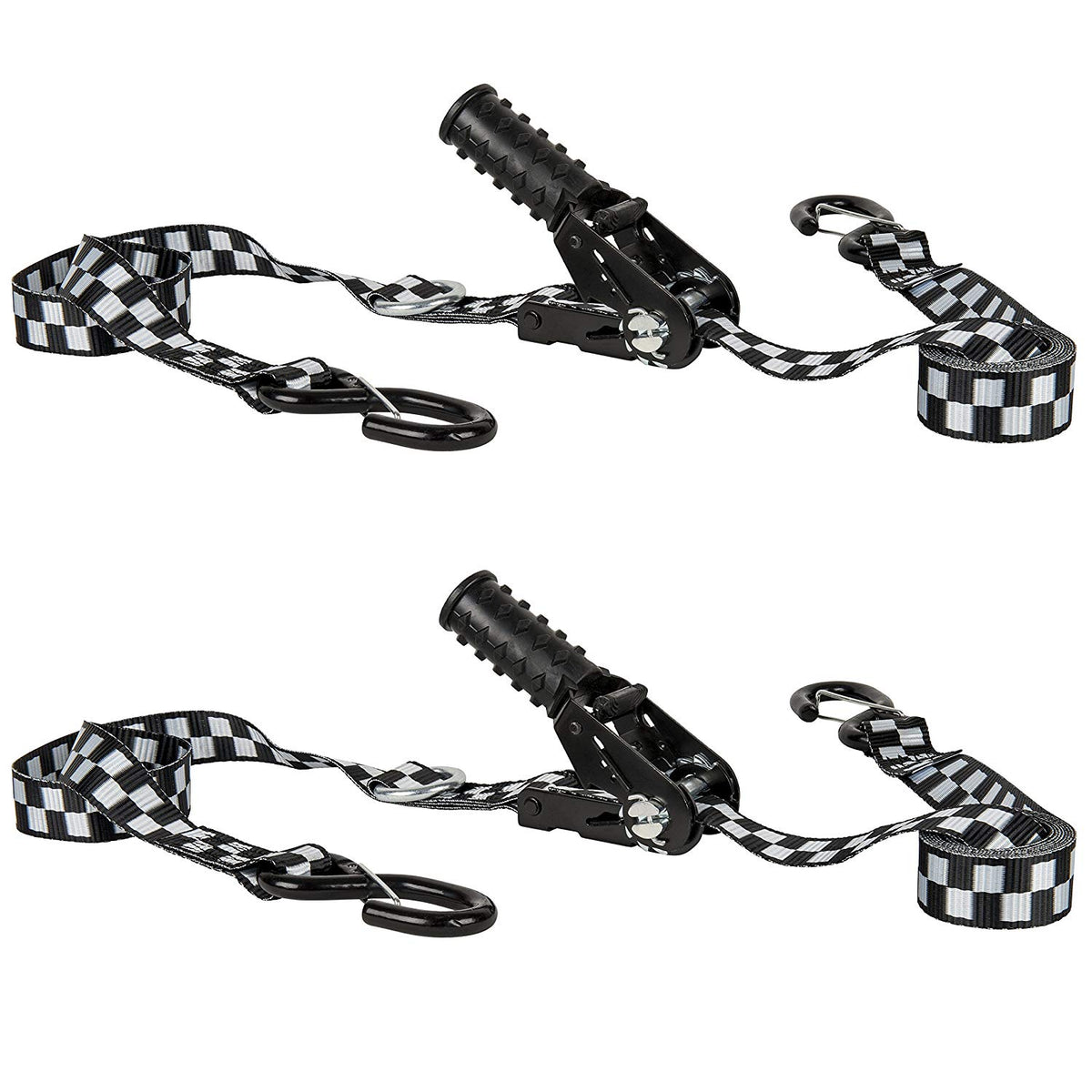 Keeper 45737 Ratchet Tie Down with Vinyl Coated S-Hooks, 1.25" x 8', 2-Pack