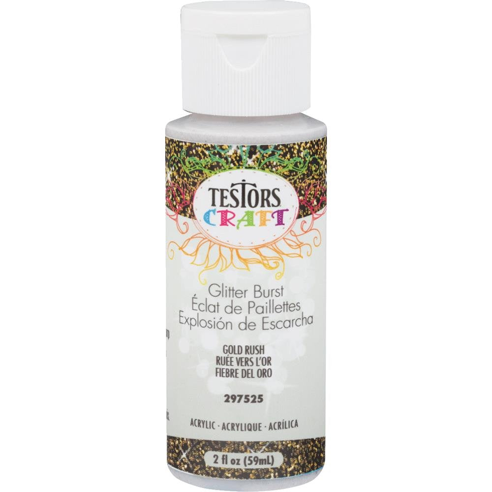 Testors 297525 Glitter Burst Craft Acrylic Paint, Gold Rush, 2 Oz