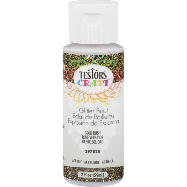 Testors 297525 Glitter Burst Craft Acrylic Paint, Gold Rush, 2 Oz
