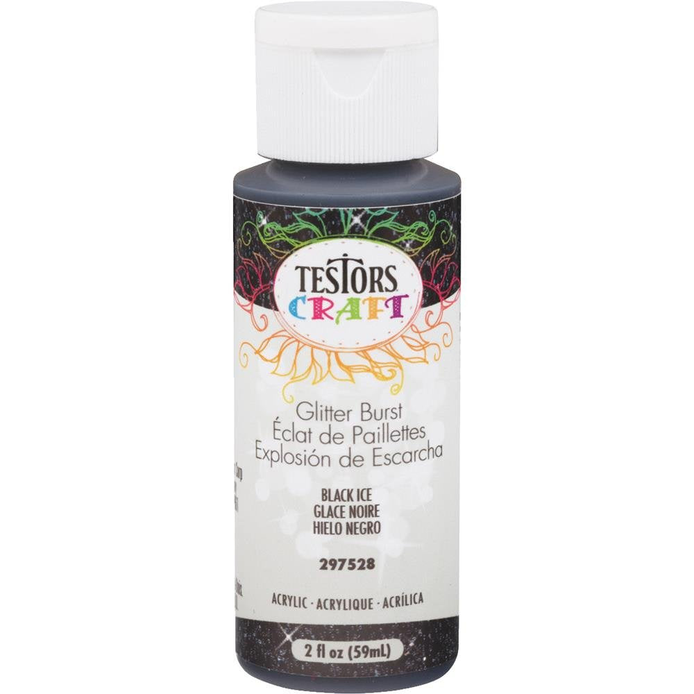Testors 297528 Glitter Burst Craft Acrylic Paint, Black Ice, 2 Oz