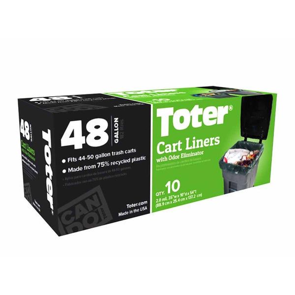 Toter GB048-R1000 Trash Cart Liner with Odor Eliminator, 48 Gallon, 10-Count