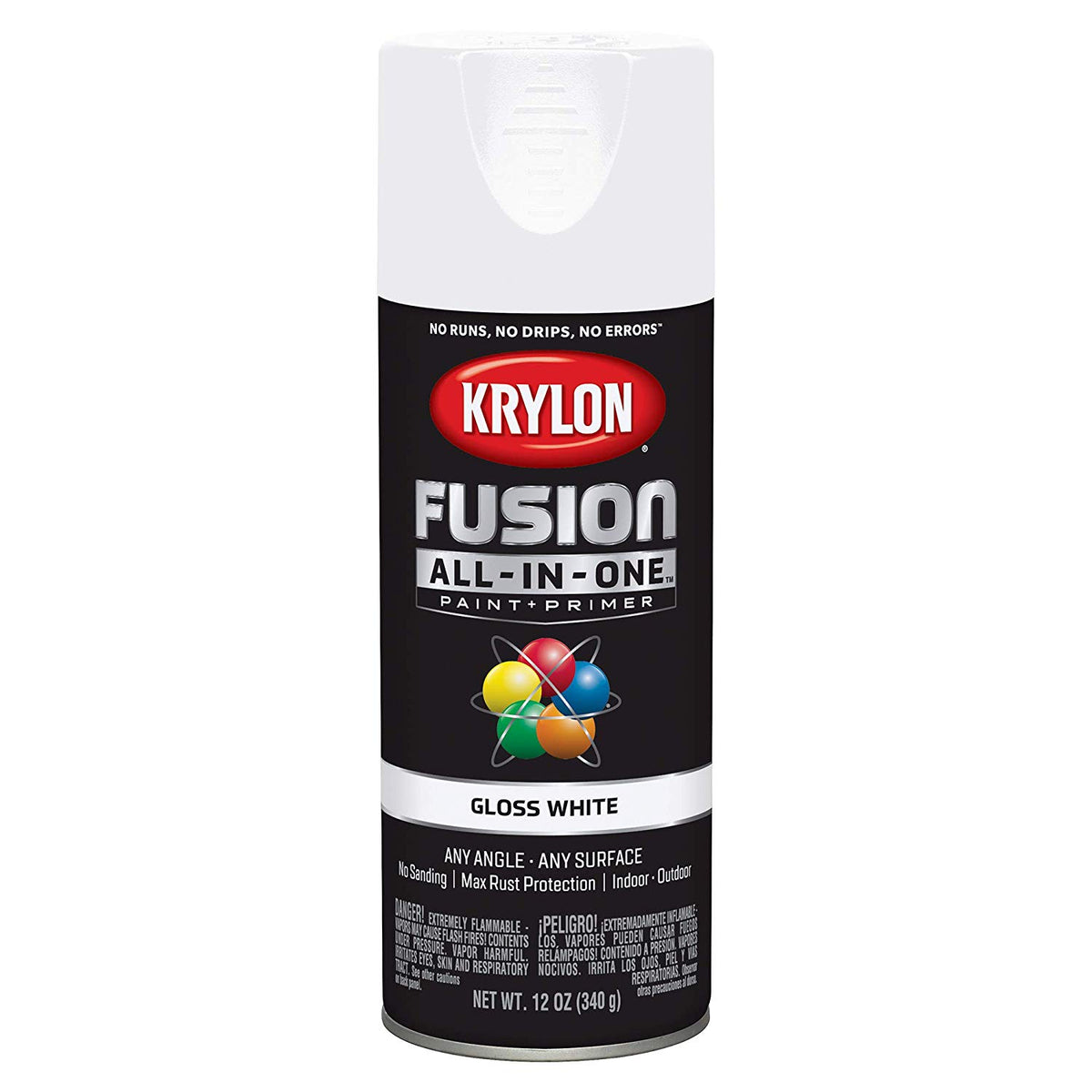 Krylon K02727007 Fusion All-in-One Spray Paint + Primer, Gloss White, 12 Oz