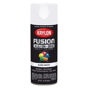Krylon K02727007 Fusion All-in-One Spray Paint + Primer, Gloss White, 12 Oz