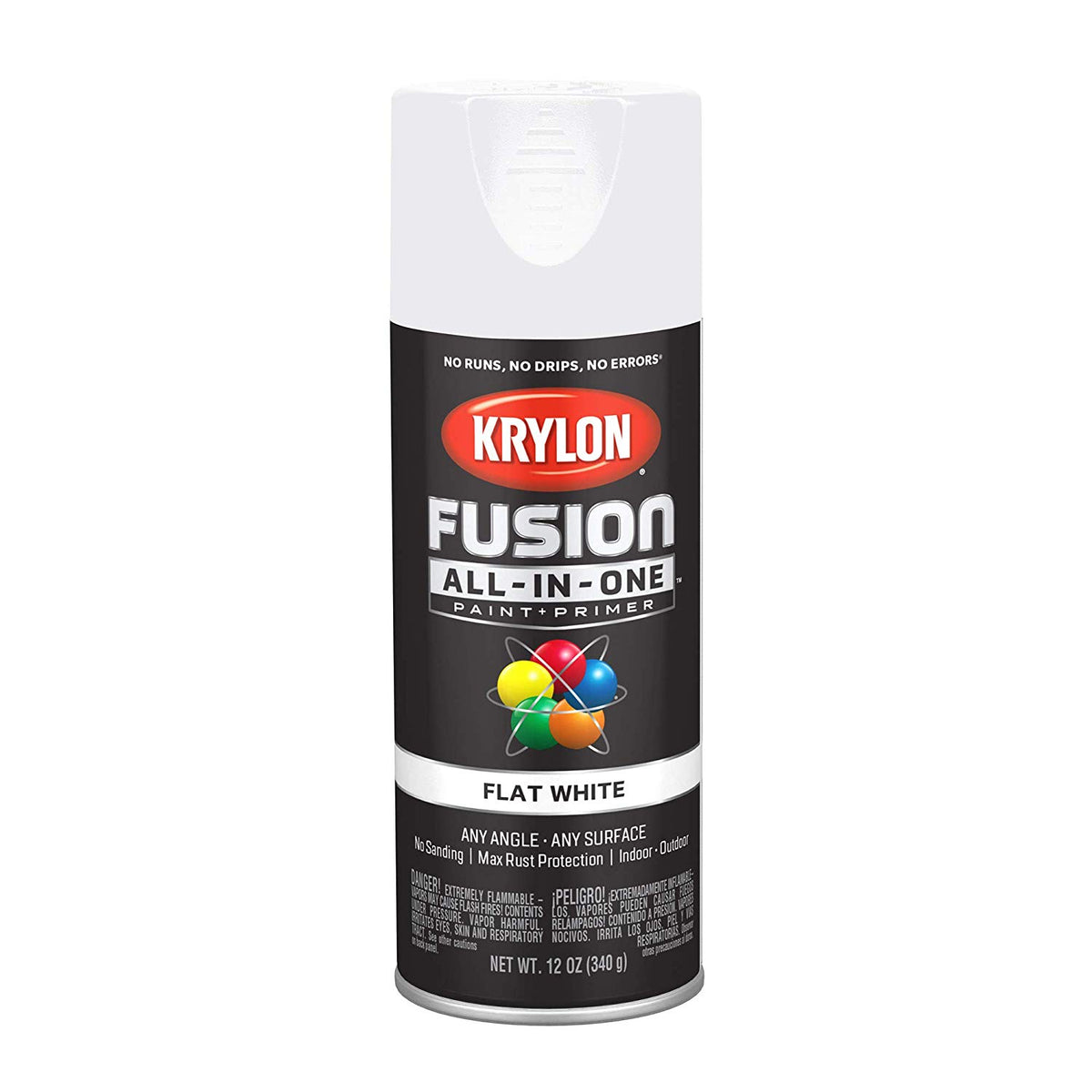 Krylon K02730007 Fusion All-In-One Paint & Primer Spray, Flat White, 12 Oz