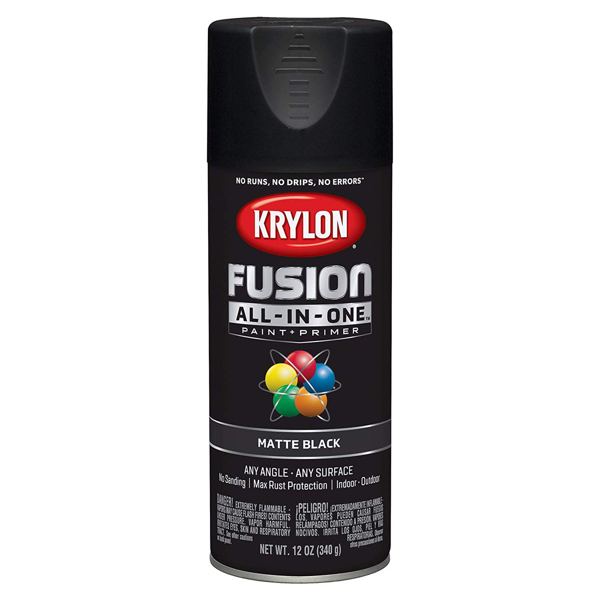 Krylon K02754007 Fusion All-in-One Spray Paint + Primer, Matte Black, 12 Oz