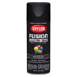 Krylon K02754007 Fusion All-in-One Spray Paint + Primer, Matte Black, 12 Oz