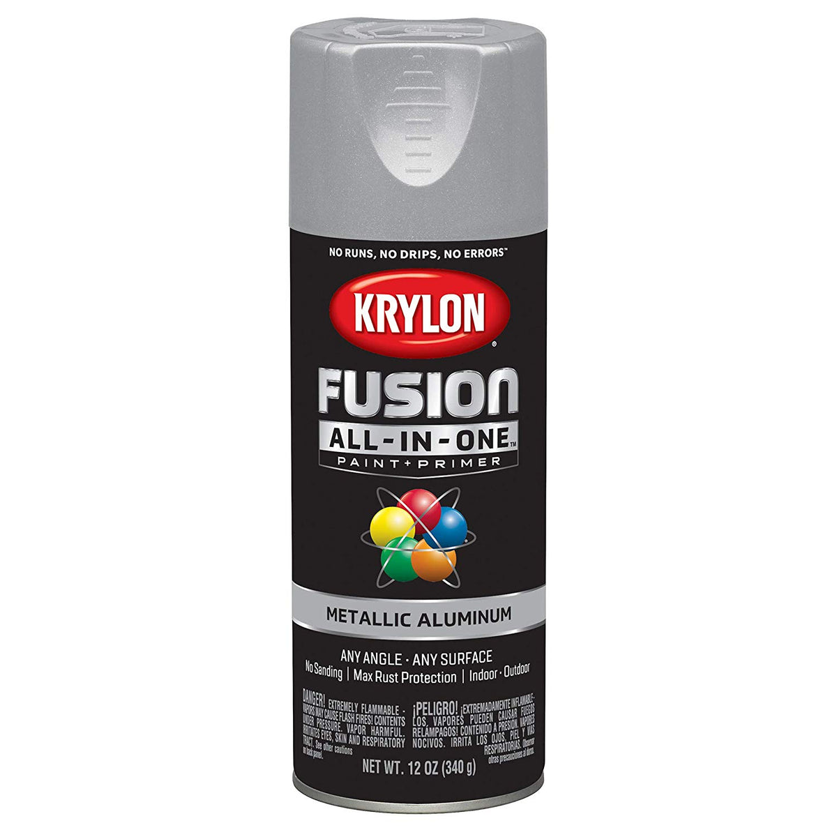 Krylon K02766007 Fusion All-in-One Spray Paint+Primer, Metallic Aluminum, 12 Oz