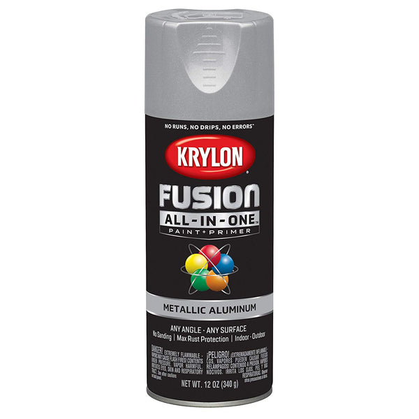 Krylon K02766007 Fusion All-in-One Spray Paint+Primer, Metallic Aluminum, 12 Oz