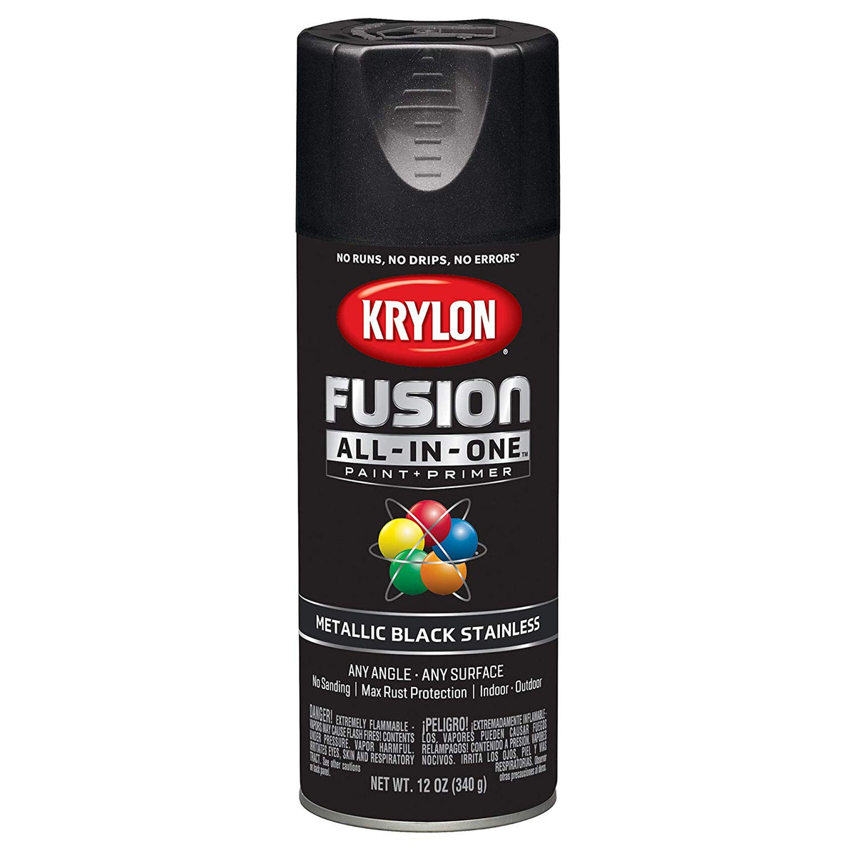 Krylon K02790007 Fusion All-in-One Spray Paint, Metallic Black Stainless, 12 Oz