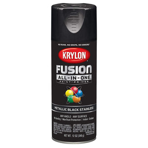 Krylon K02790007 Fusion All-in-One Spray Paint, Metallic Black Stainless, 12 Oz