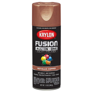 Krylon K02768007 Fusion All-in-One Spray Paint + Primer, Metallic Copper, 12 Oz