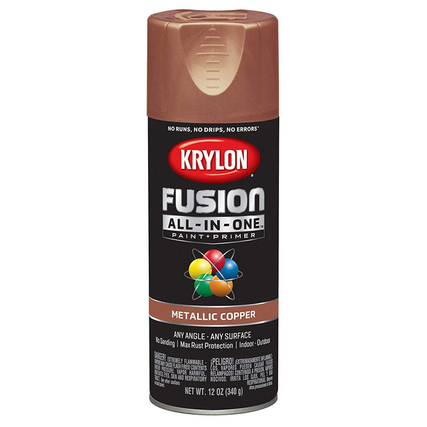 Krylon K02768007 Fusion All-in-One Spray Paint + Primer, Metallic Copper, 12 Oz
