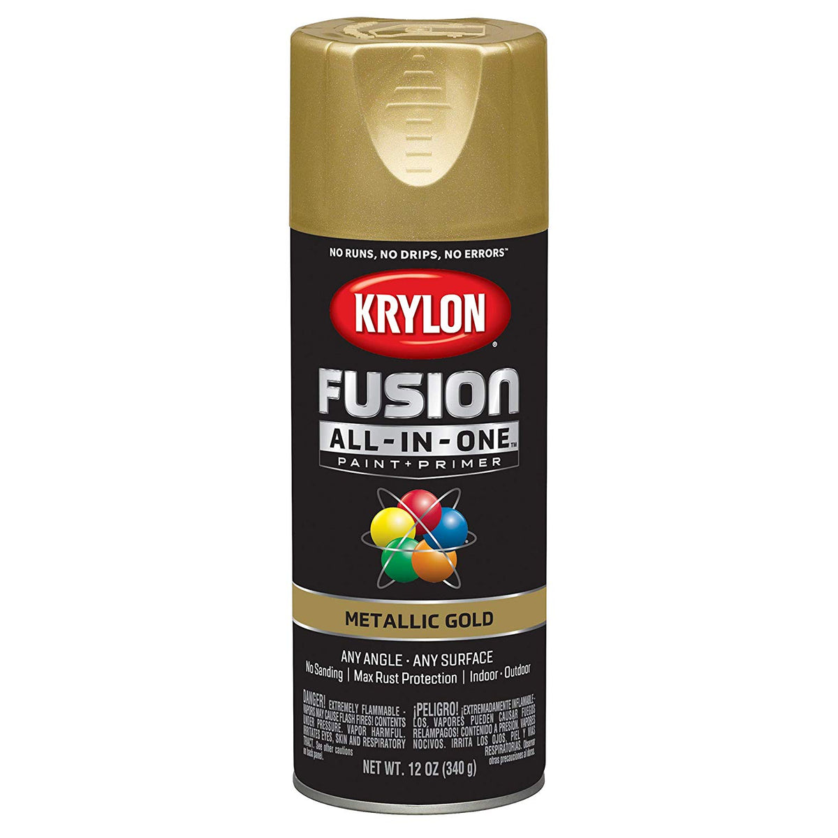 Krylon K02770007 Fusion All-In-One Paint & Primer Spray, Metallic Gold, 12 Oz