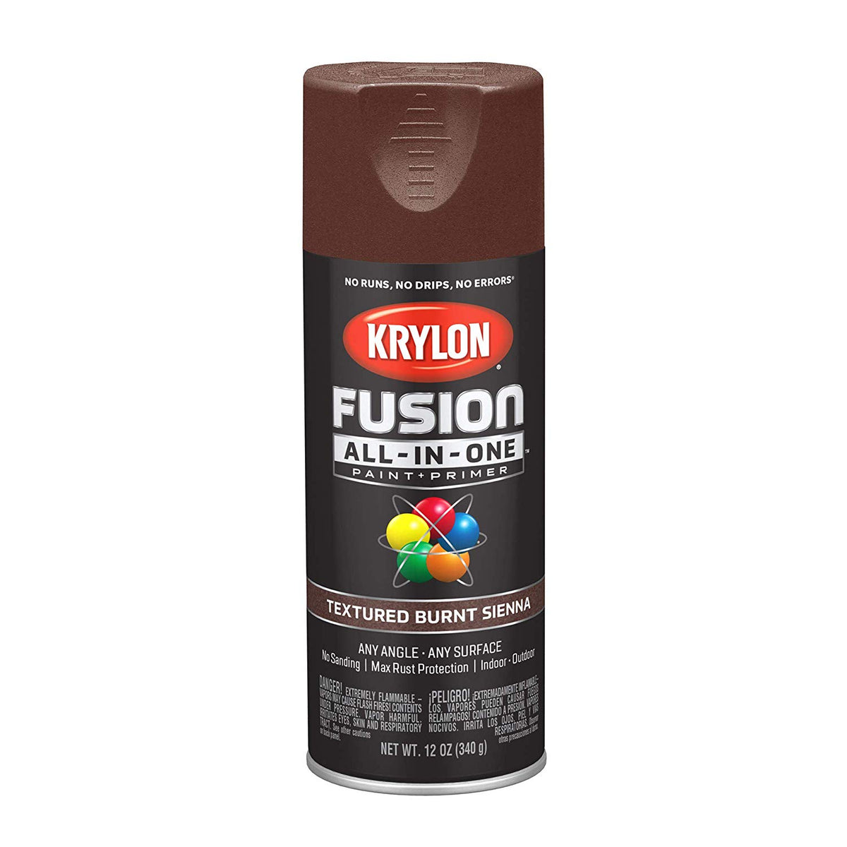 Krylon K02776007 Fusion All-in-One Paint + Primer, Textured Burnt Sienna, 12 Oz