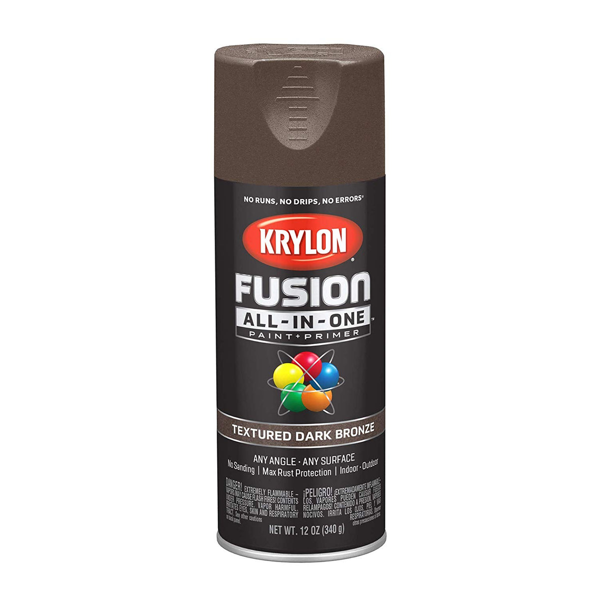 Krylon K02778007 Fusion All-in-One Paint + Primer, Textured Dark Bronze, 12 Oz