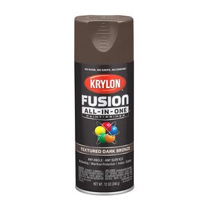 Krylon K02778007 Fusion All-in-One Paint + Primer, Textured Dark Bronze, 12 Oz