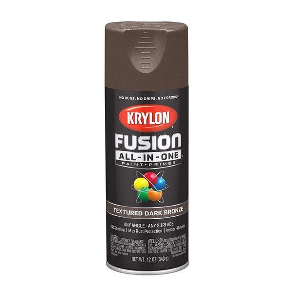 Krylon K02778007 Fusion All-in-One Paint + Primer, Textured Dark Bronze, 12 Oz
