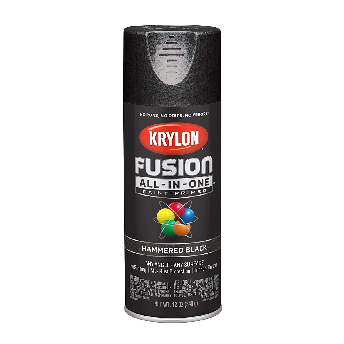 Krylon K02782007 Fusion All-in-One Spray Paint + Primer, Hammered Black, 12 Oz