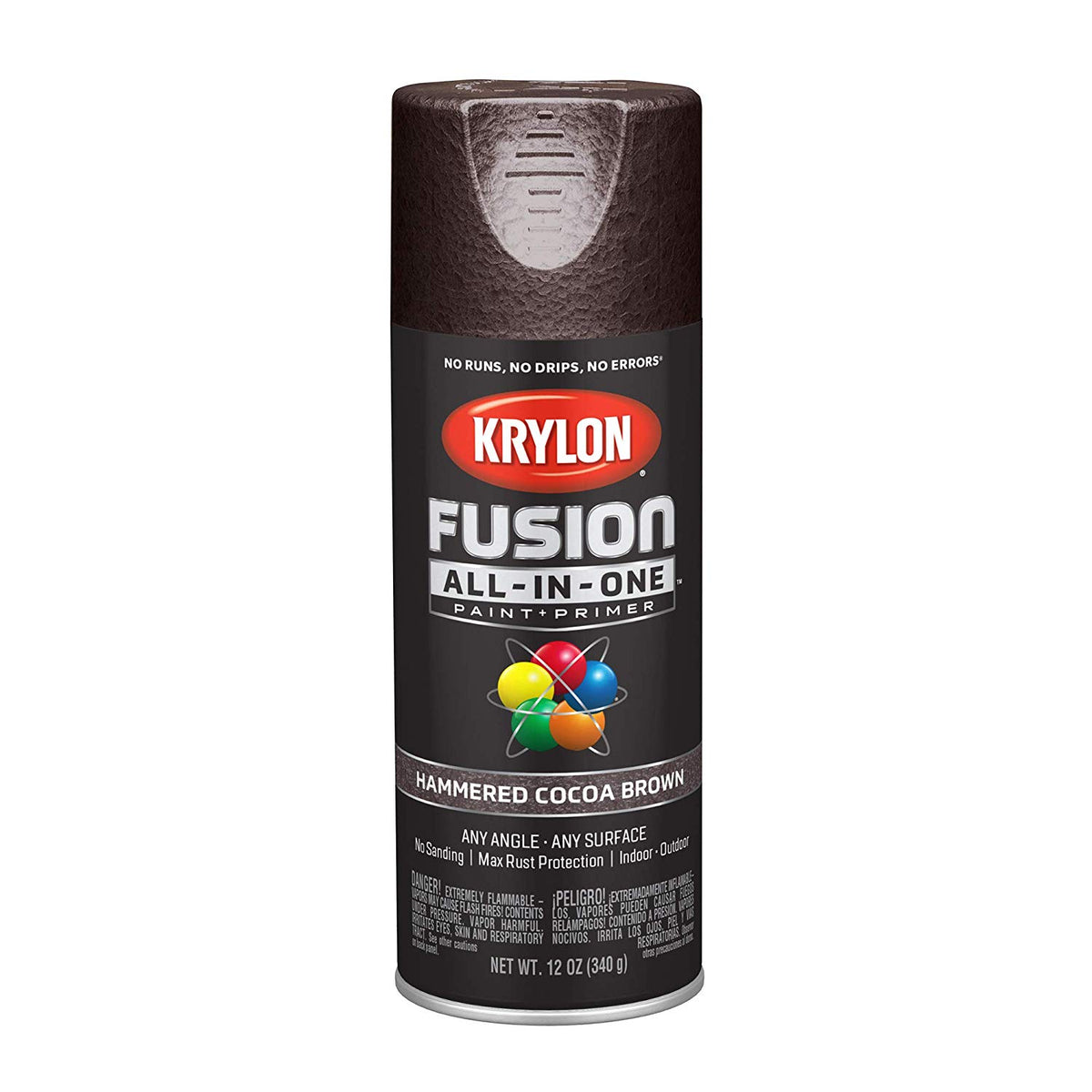 Krylon K02785007 Fusion All-in-One Paint + Primer, Hammered Cocoa Brown, 12 Oz