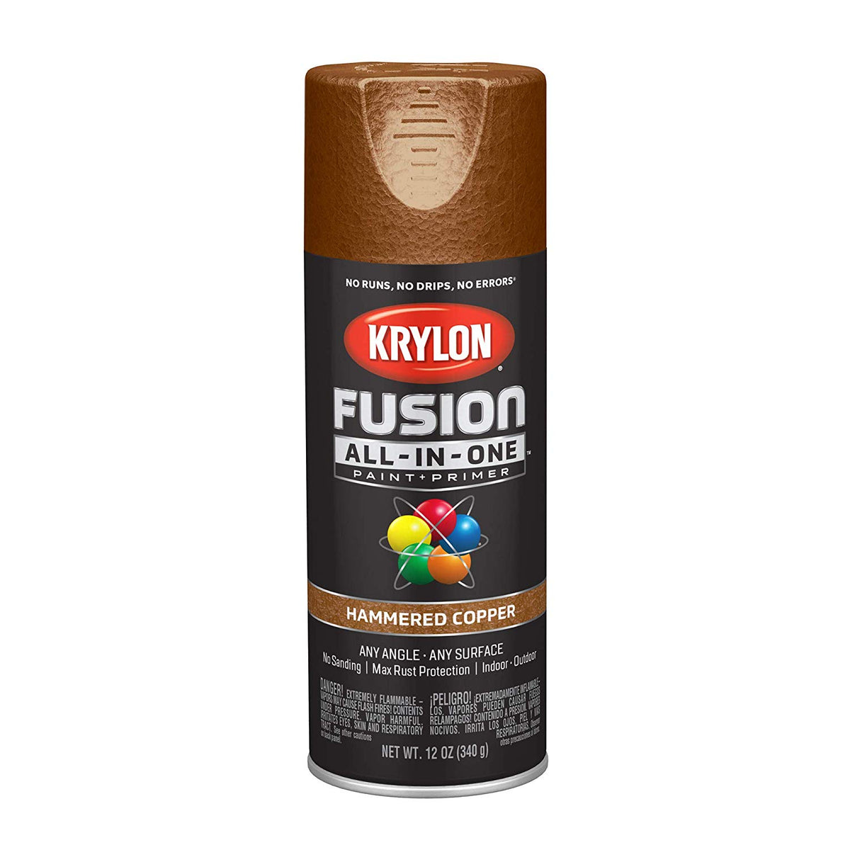 Krylon K02786007 Fusion All-in-One Spray Paint + Primer, Hammered Copper, 12 Oz