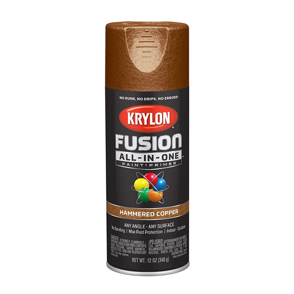 Krylon K02786007 Fusion All-in-One Spray Paint + Primer, Hammered Copper, 12 Oz