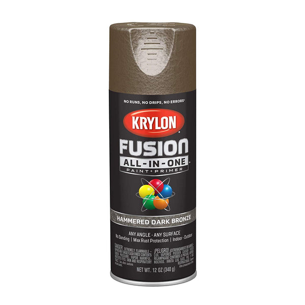 Krylon K02787007 Fusion All-in-One Paint + Primer, Hammered Dark Bronze, 12 Oz