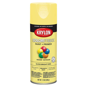 Krylon K05507007 COLORmaxx Paint + Primer Spray, Gloss Bright Idea, 12 Oz