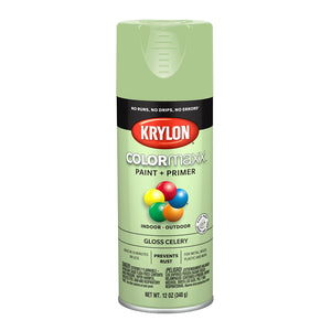 Krylon K05510007 COLORmaxx Paint + Primer Spray, Gloss Celery, 12 Oz