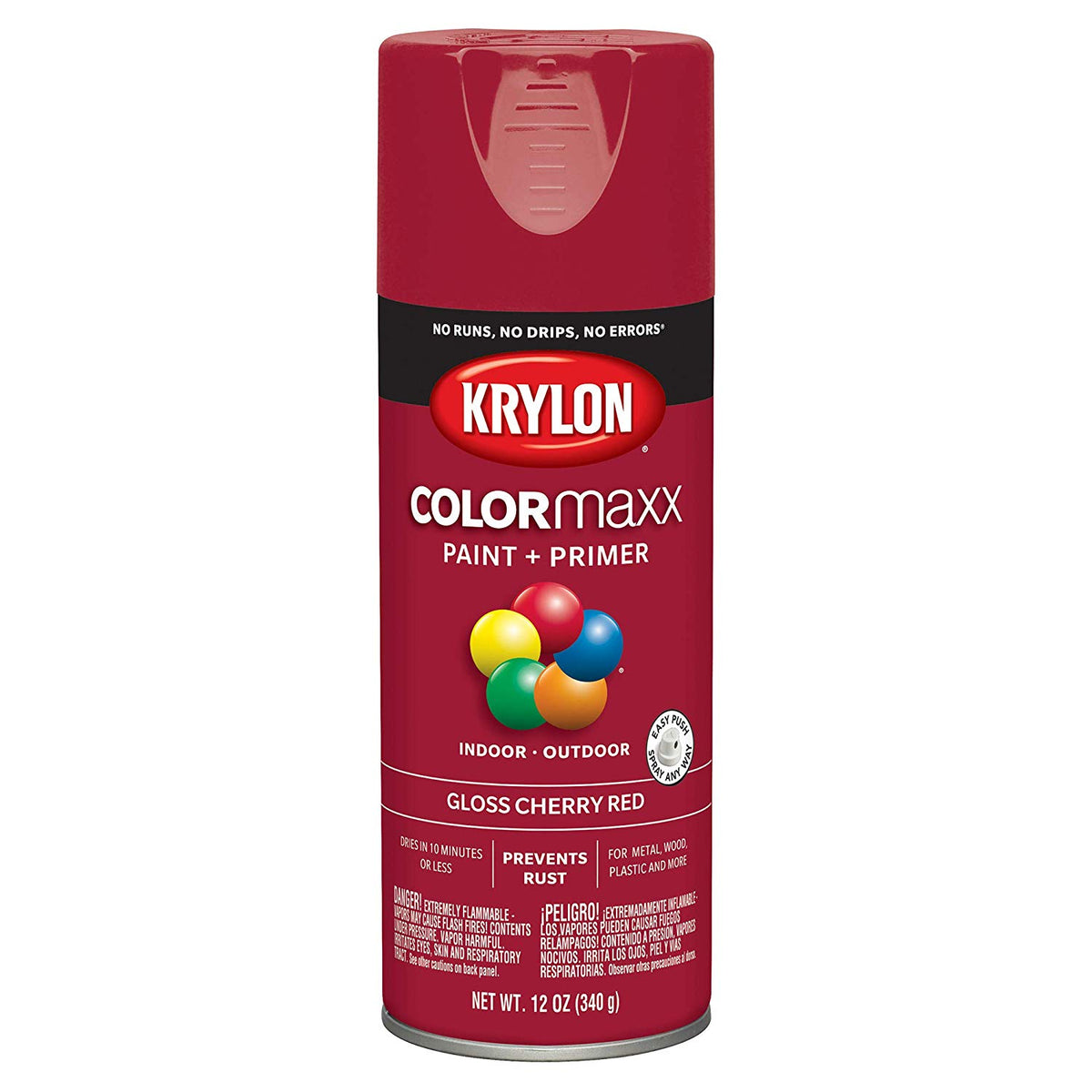 Krylon K05511007 COLORmaxx Paint + Primer Spray, Gloss Cherry Red, 12 Oz