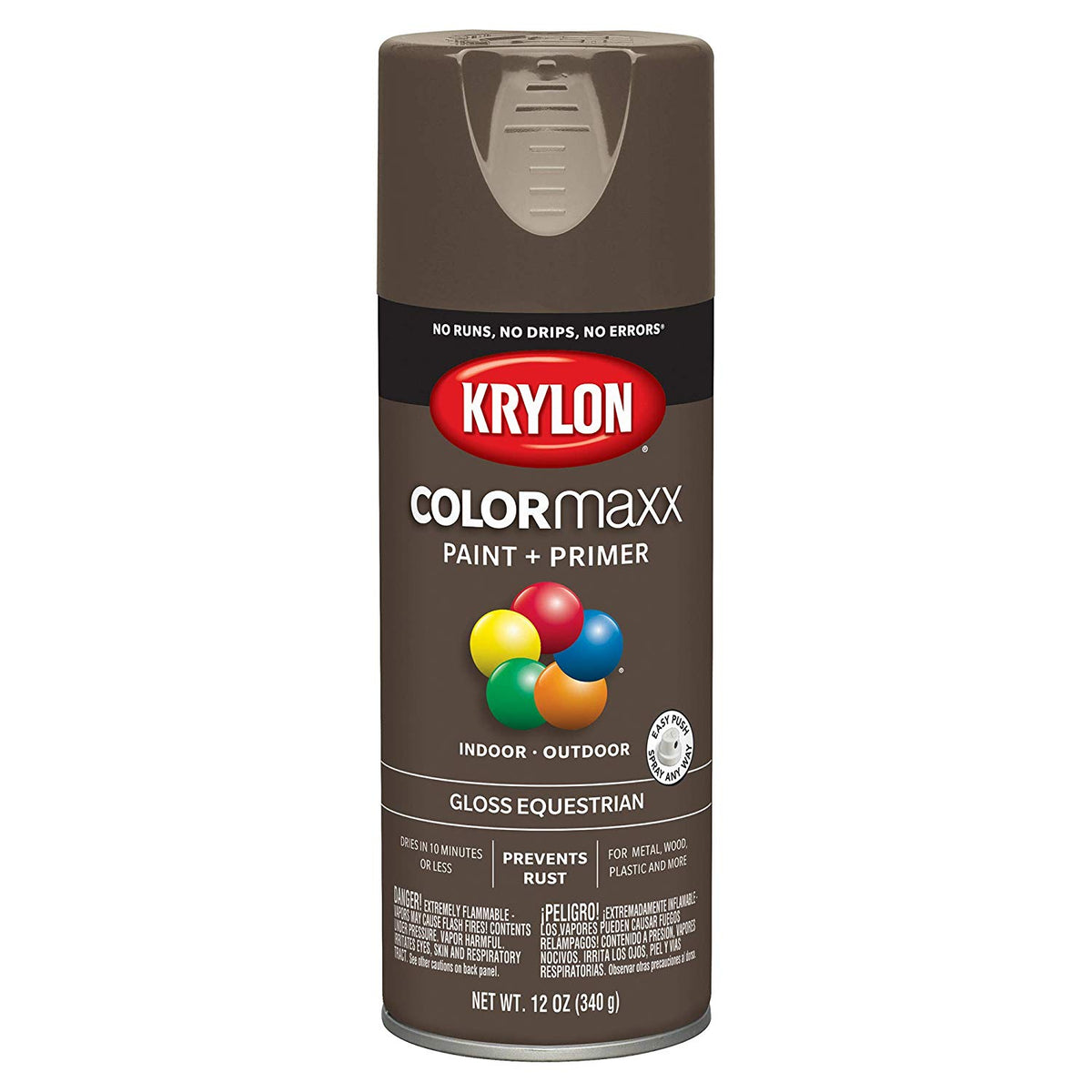 Krylon K05518007 COLORmaxx Paint + Primer Spray, Gloss Equestrian, 12 Oz