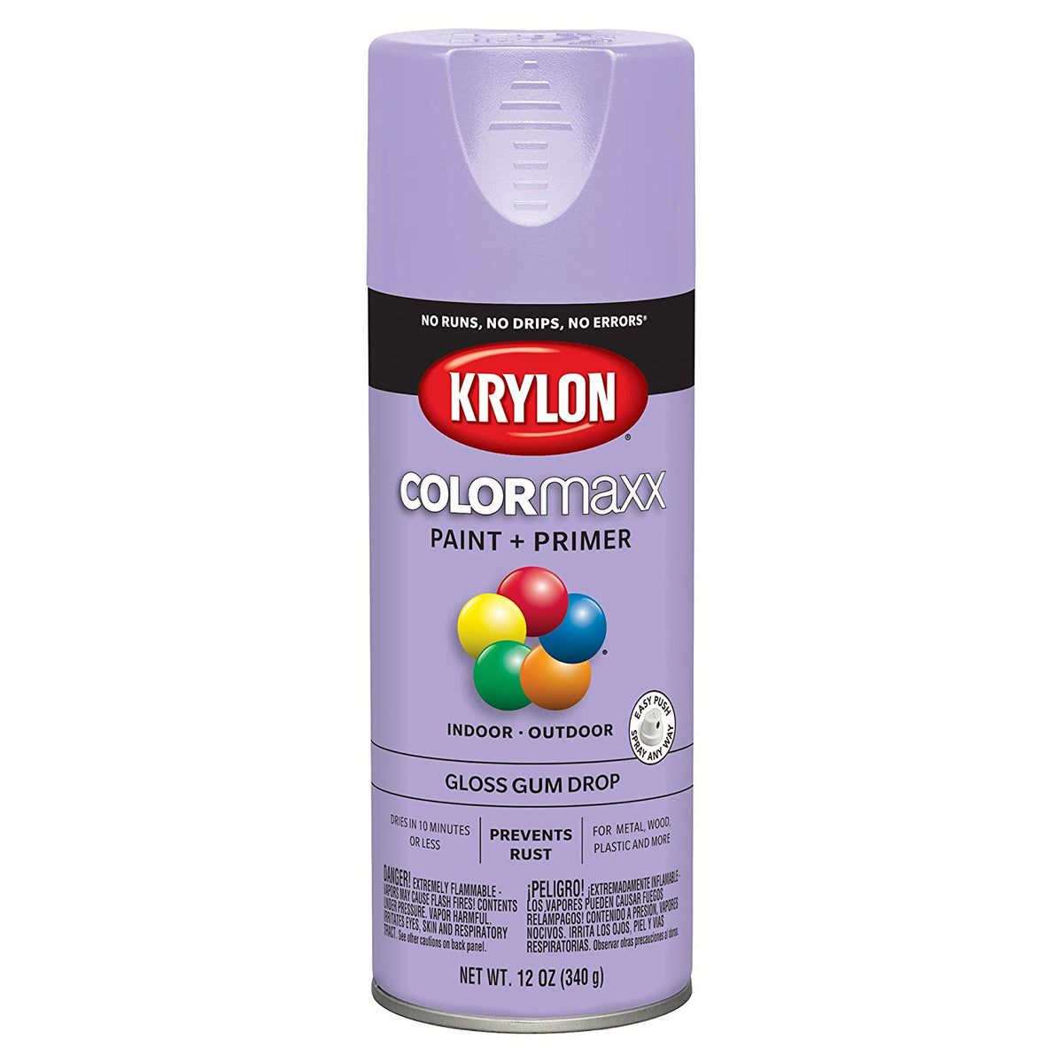Krylon K05521007 COLORmaxx Paint + Primer Spray, Gloss Gum Drop, 12 Oz