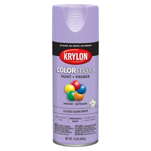 Krylon K05521007 COLORmaxx Paint + Primer Spray, Gloss Gum Drop, 12 Oz