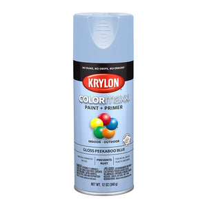 Krylon K05530007 COLORmaxx Paint + Primer Spray, Gloss Peekaboo Blue, 12 Oz