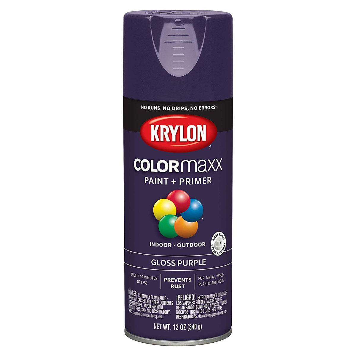 Krylon K05533007 COLORmaxx Paint + Primer Spray, Gloss Purple, 12 Oz