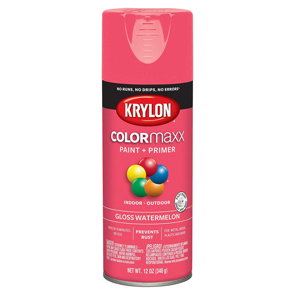 Krylon K05544007 COLORmaxx Paint + Primer Spray, Gloss Watermelon, 12 Oz